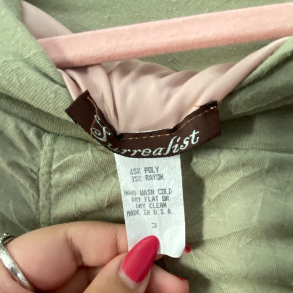 Moss Green Surrealist Two Piece Set, Skirt and Wrap Bohemian Style - Picture 2 of 4